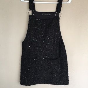 Zara Sequined Black Overall Skirt